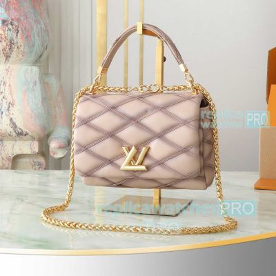 Replica L--V GO-14 MM Malletage Pink Baguette Crossbody Bag Medium Size